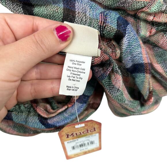 Cozy‎ Plaid Infinity Scarf Mudd Pink Green Blue Casual Cool NWT - Picture 4 of 7